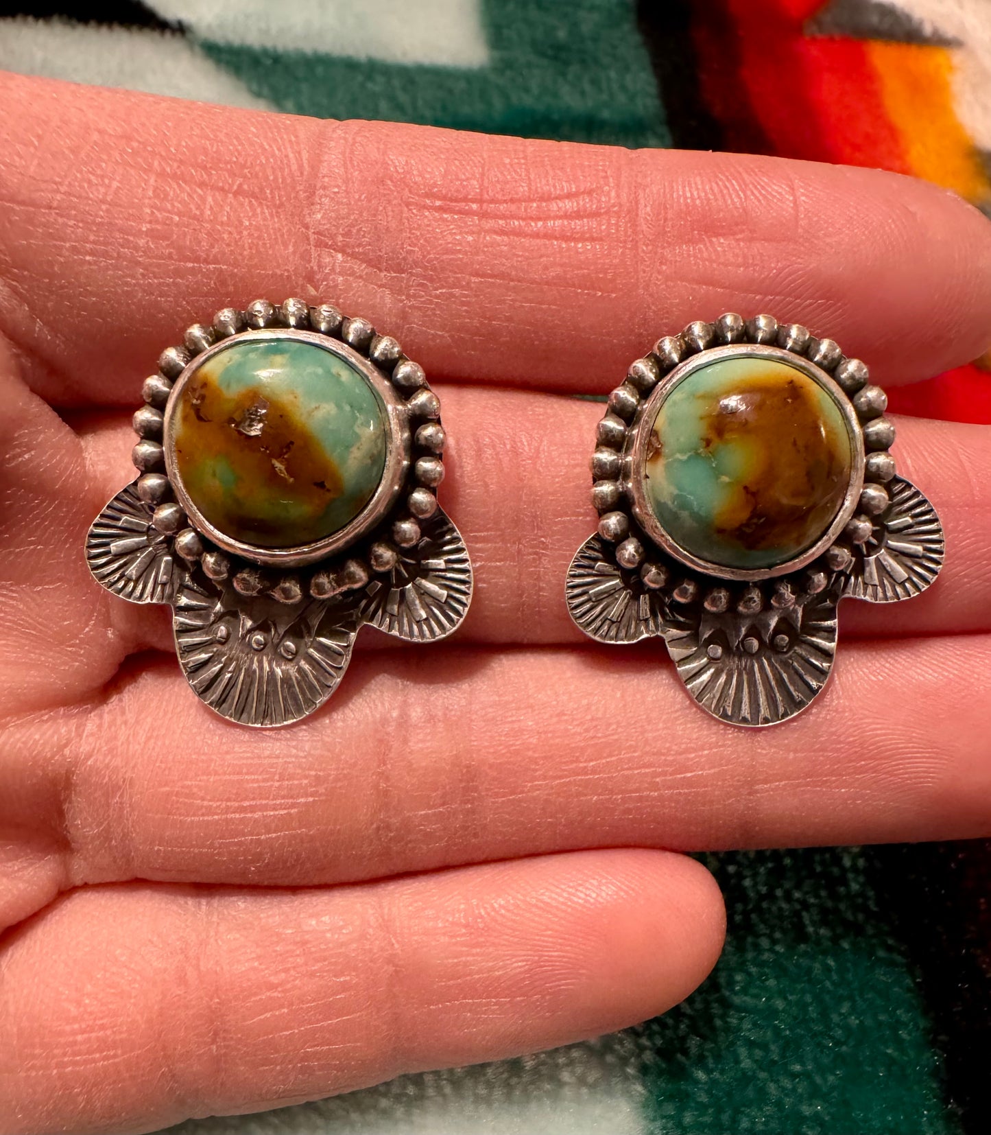 SS Mexican Turquoise Stud Earrings