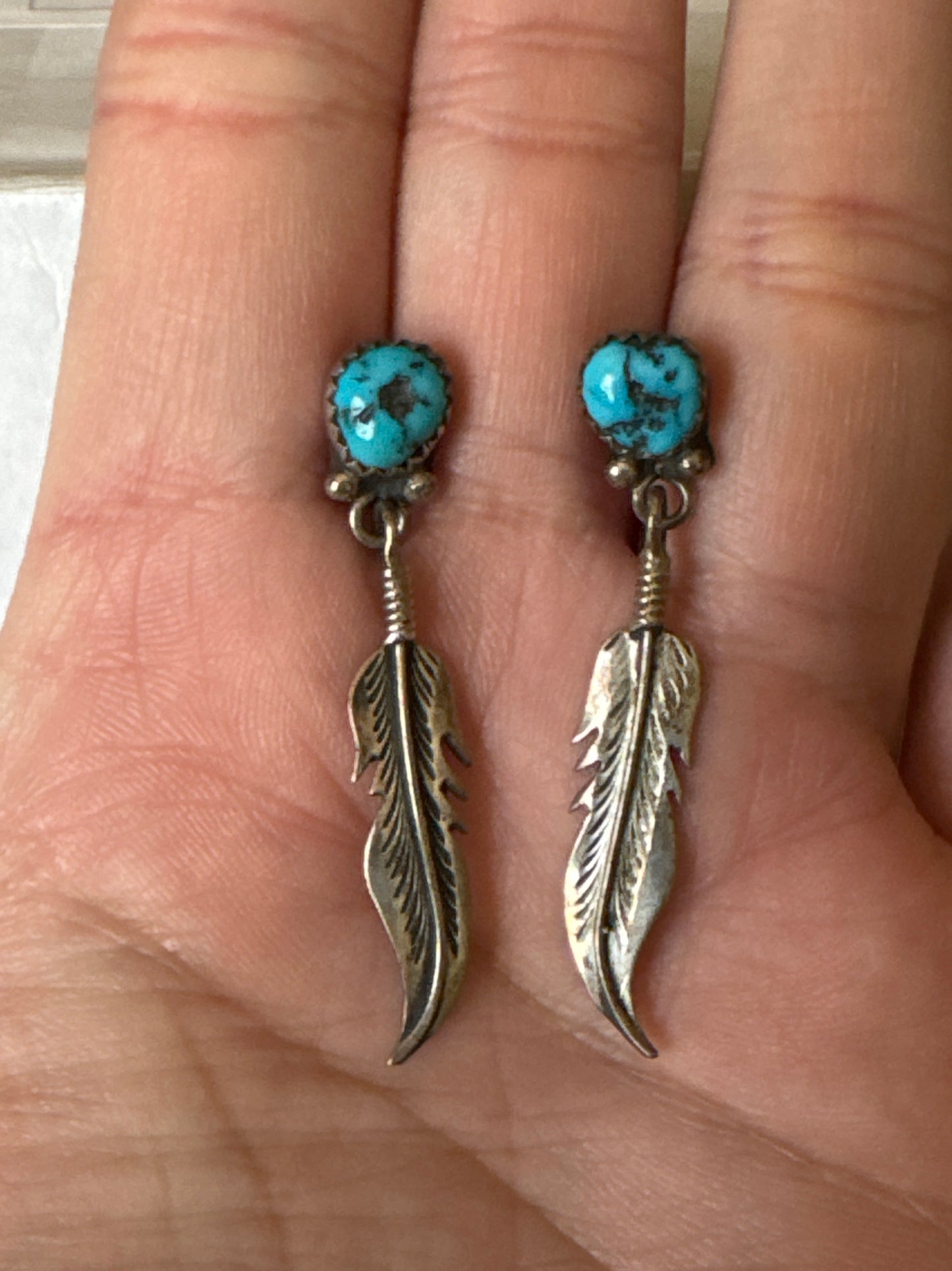 Vintage Kingman feather earrings