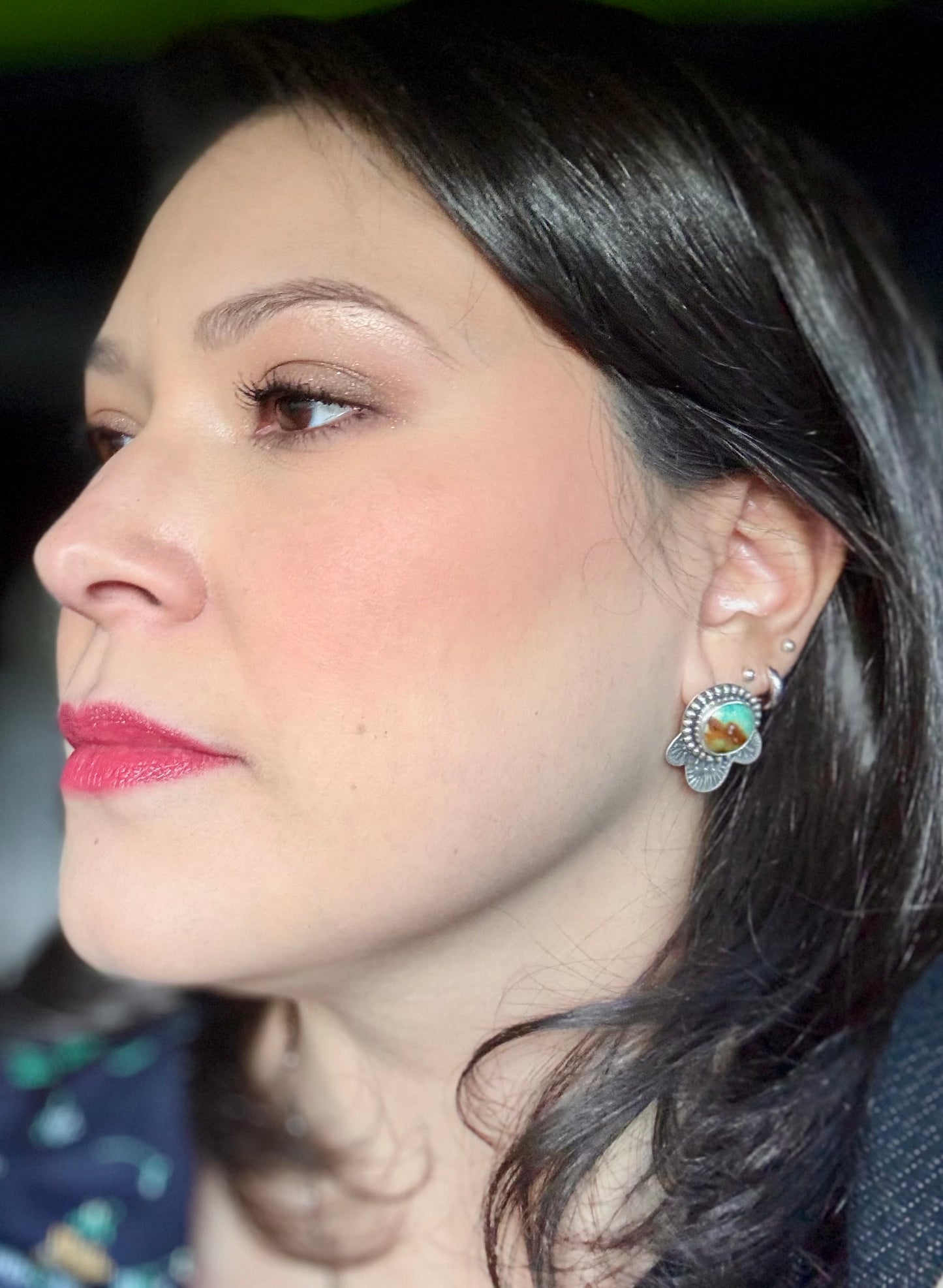 SS Mexican Turquoise Stud Earrings