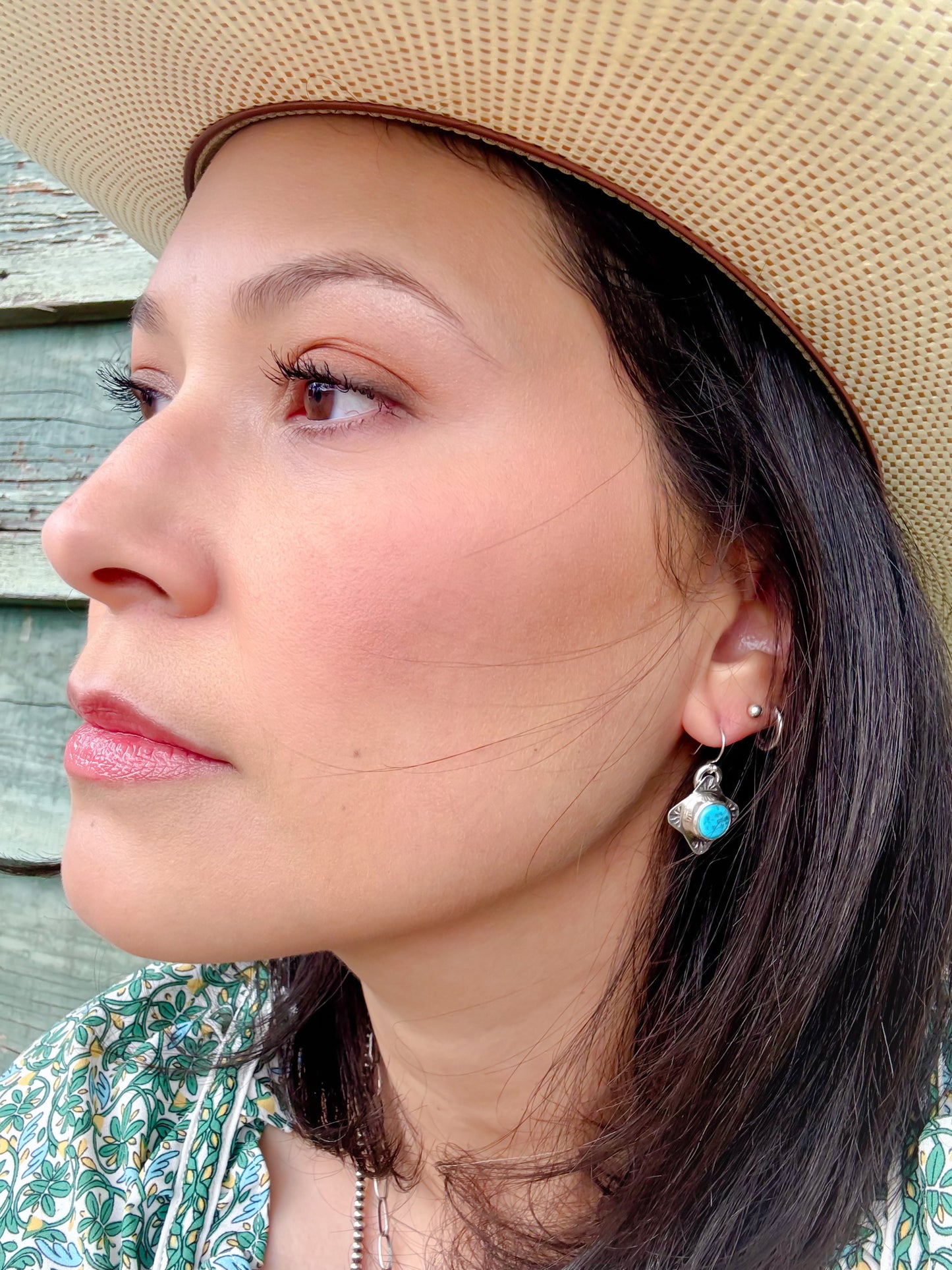 SS Kingman Turquoise Earrings