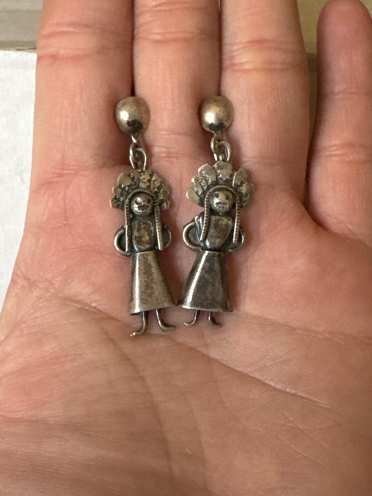 Vintage Sterling Kachina earrings