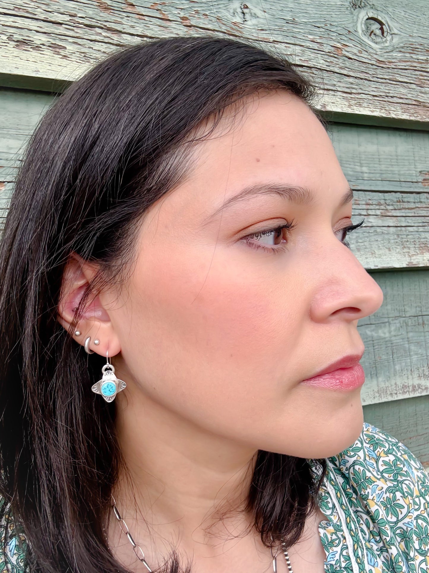 SS Kingman Turquoise Earrings