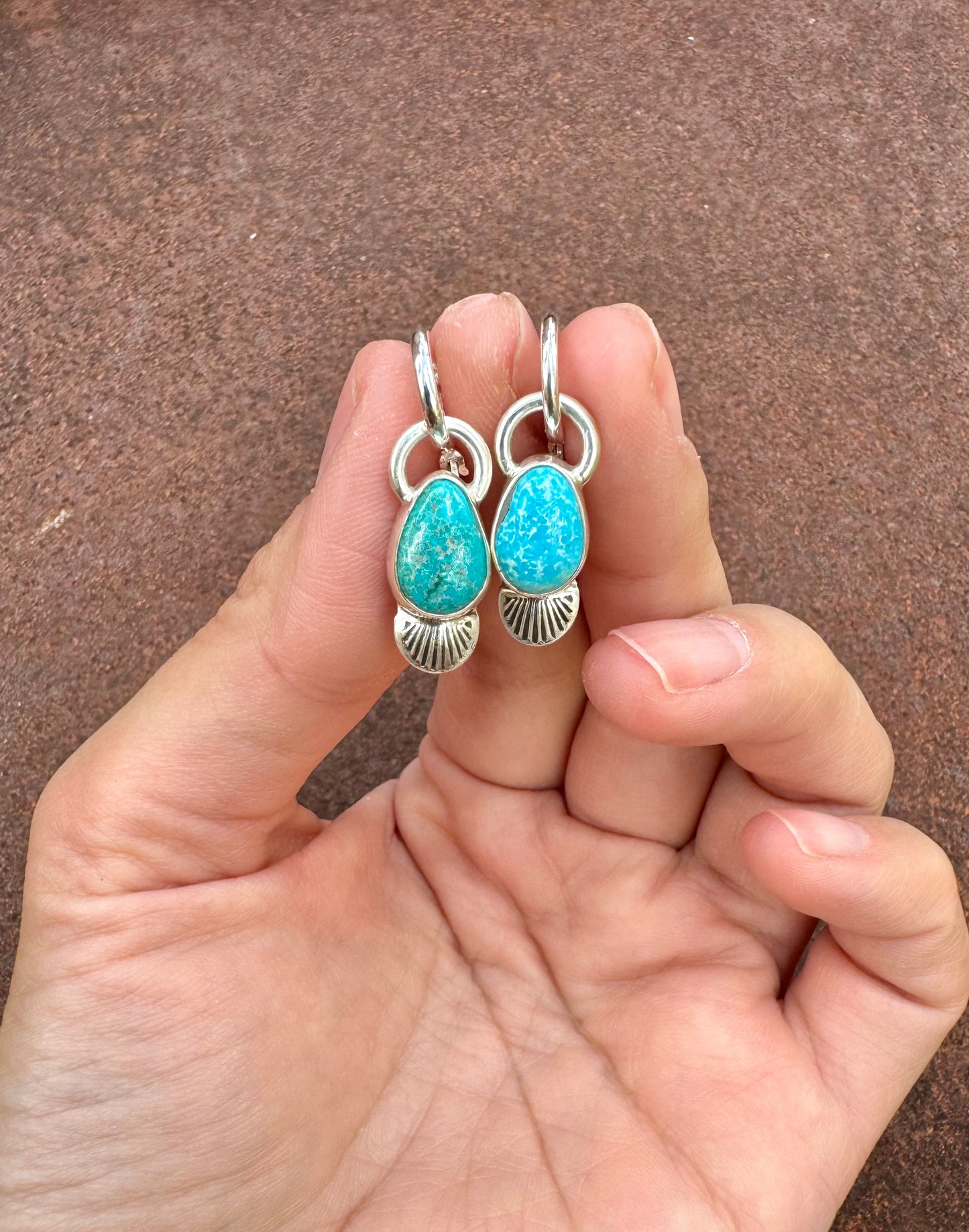 SS Kingman Turquoise Earrings