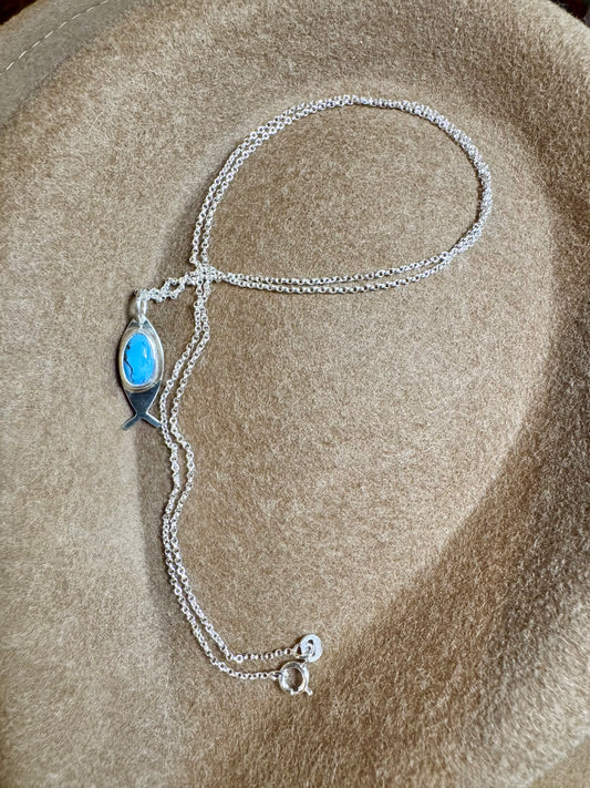 Ichthys “Jesus Fish” Golden Hills Turquoise Necklace Small