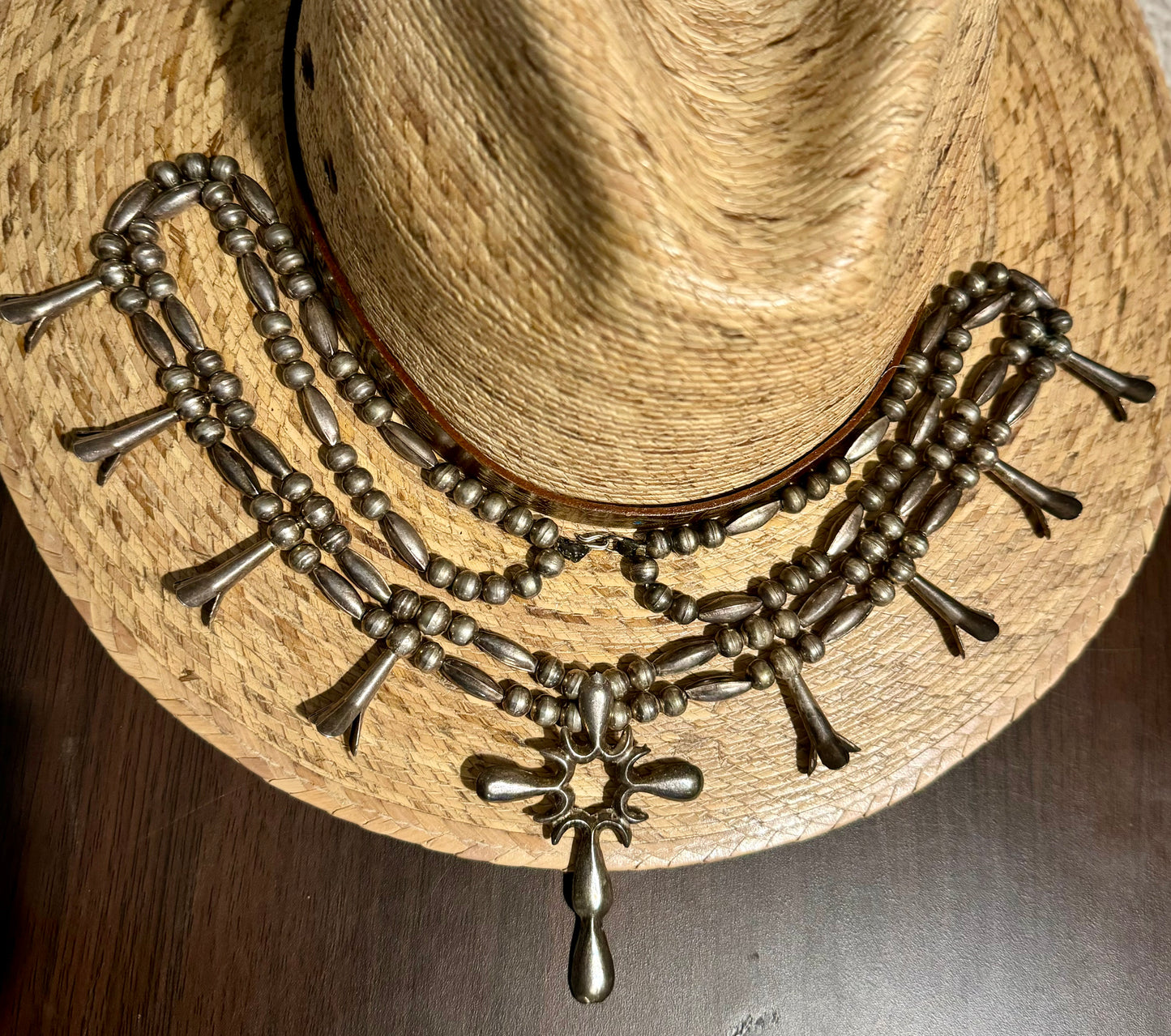 Vintage Navajo Cross Squash Blossom Necklance