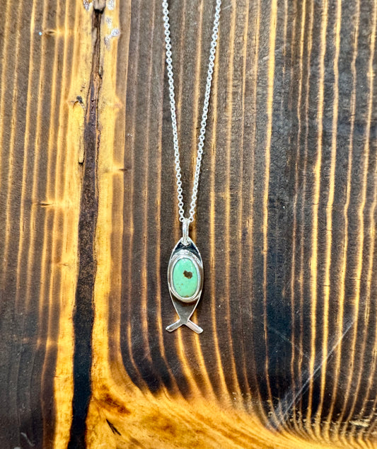 Ichthys “Jesus Fish” Tyrone Turquoise Necklace