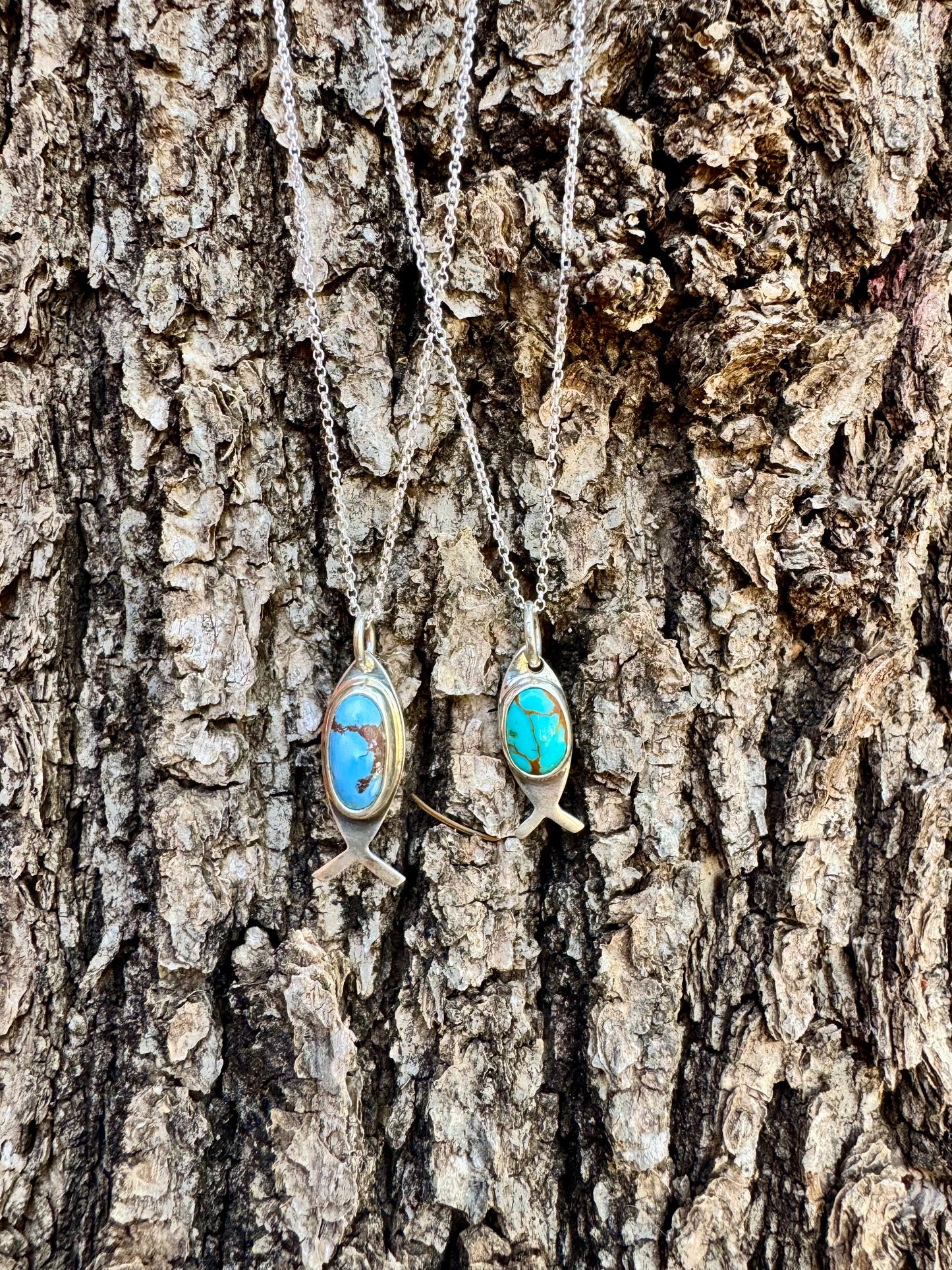 Ichthys “Jesus Fish” Pilot Mountain Turquoise Necklace (Small)