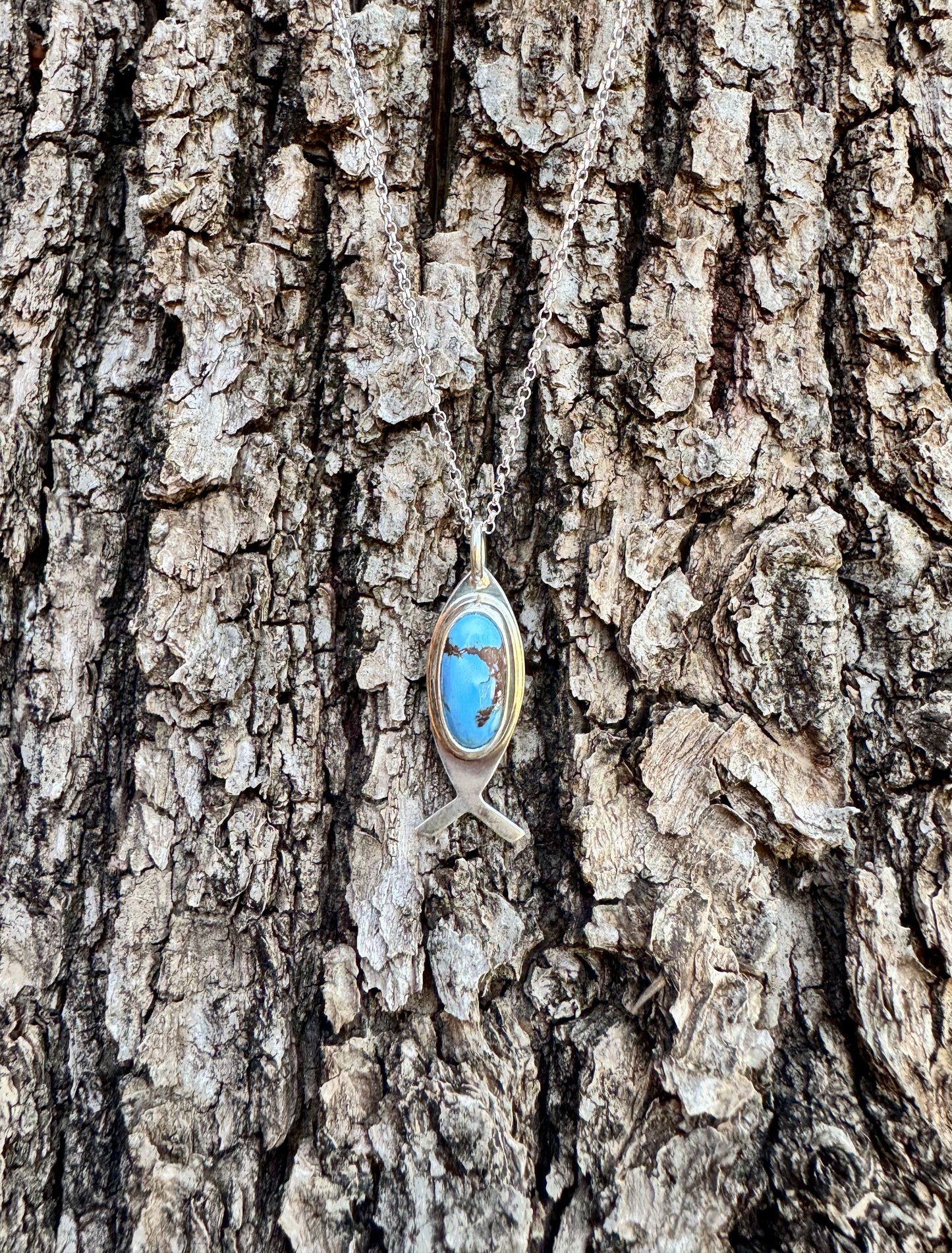 Ichthys “Jesus Fish” Golden Hills Turquoise Necklace (Large)